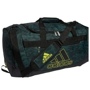Adidas Defender IV Medium Duffel Bag-Static Wash Green Oxide/Black/Impact Yellow